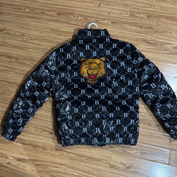 Black “B” Pattern Puffer Jacket - Picture 2 of 4